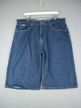 Mecca Y2K Vintage Baggy Denim Shorts Wide Cut Mens 36W Blue